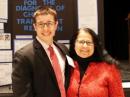 Demetri Maxim (left) and his mother, Lefki Michael-Maxim. His mother's kidney transplant inspired his invention that offers a new way to check for organ rejection. [Bangor Daily News/Nell Gluckman photo. Used with permission.]